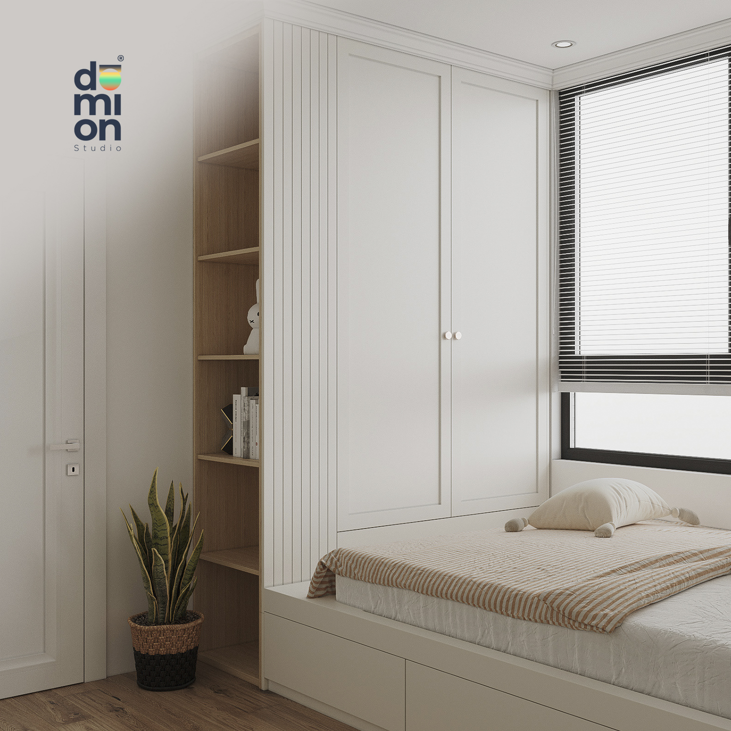 Placard blanco y madera a medida