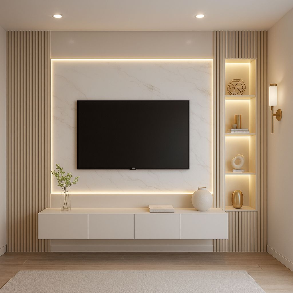 Living a medida con mueble TV e iluminación