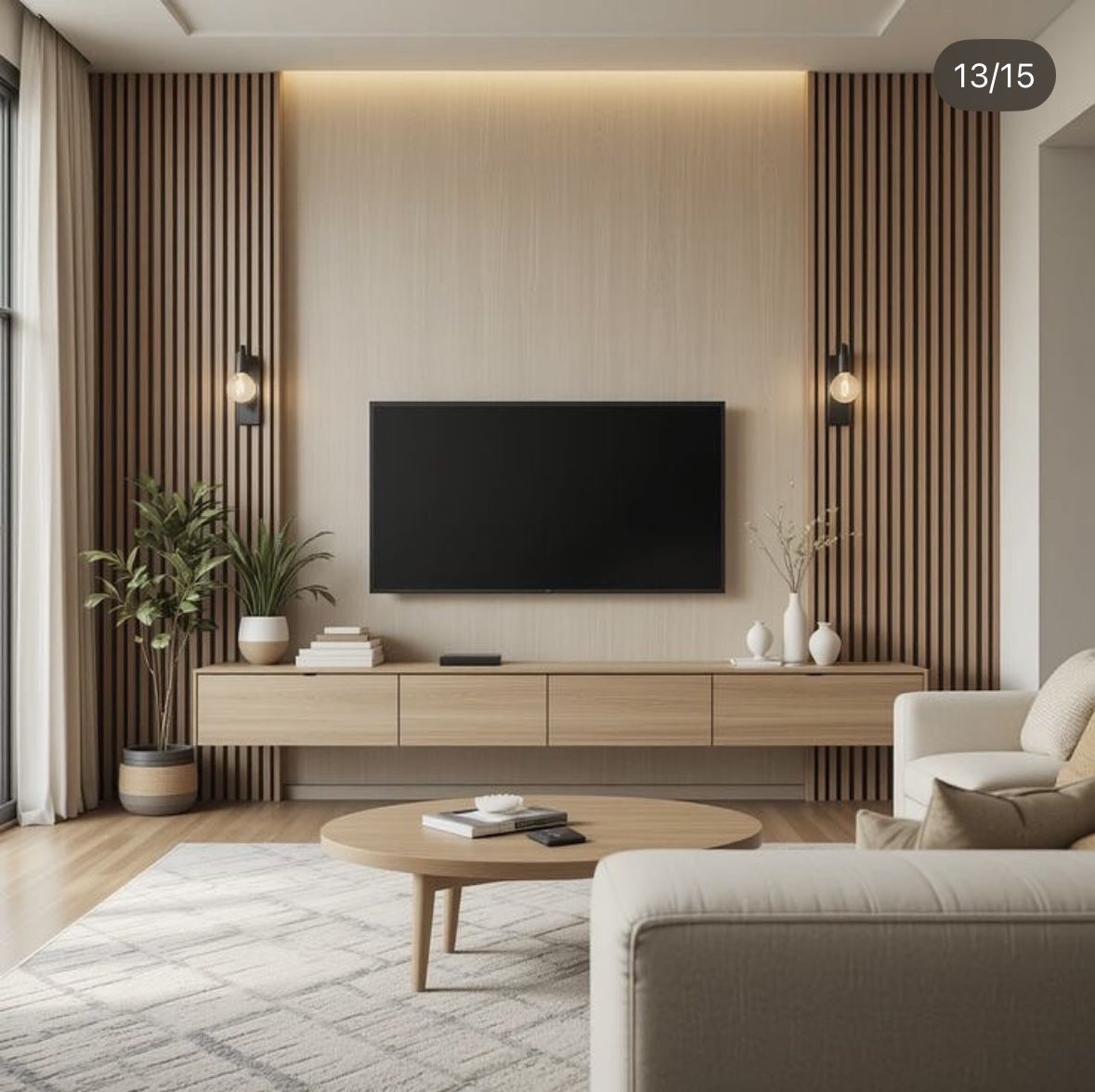 Mueble TV con listones de madera