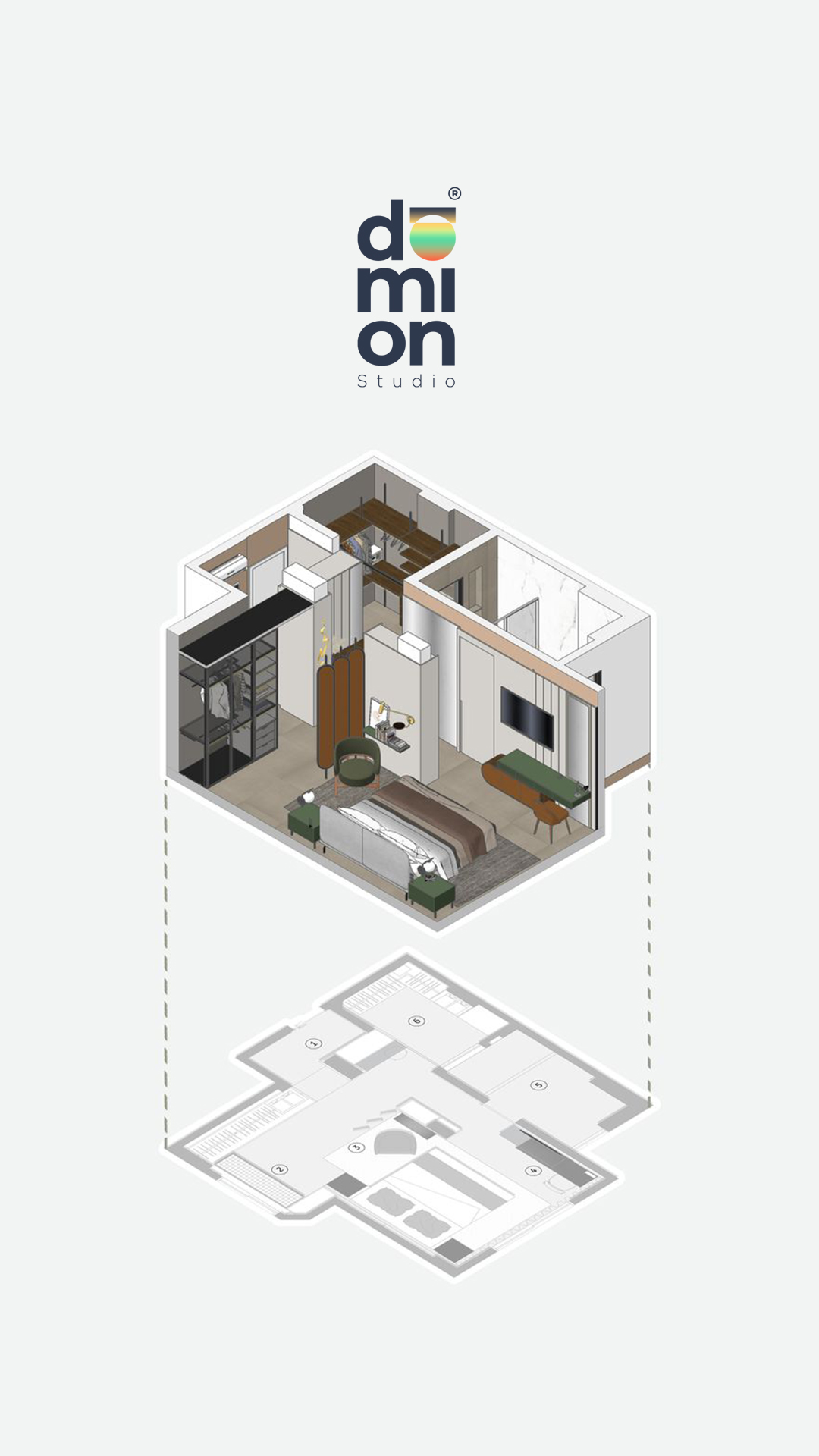 Isometría dormitorio muebles a medida DOMION Buenos Aires