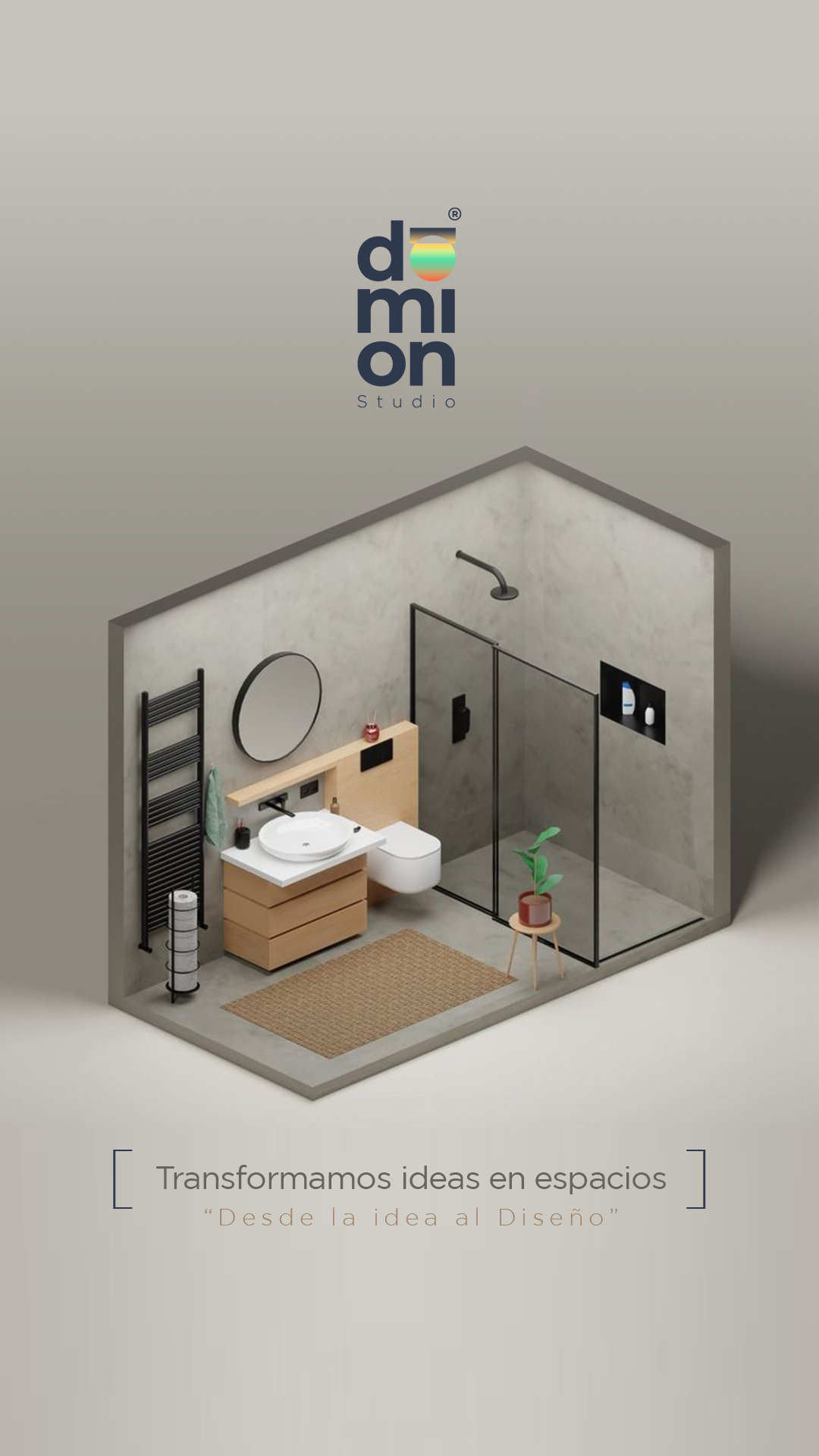 Isometría baño a medida render 3D DOMION Argentina