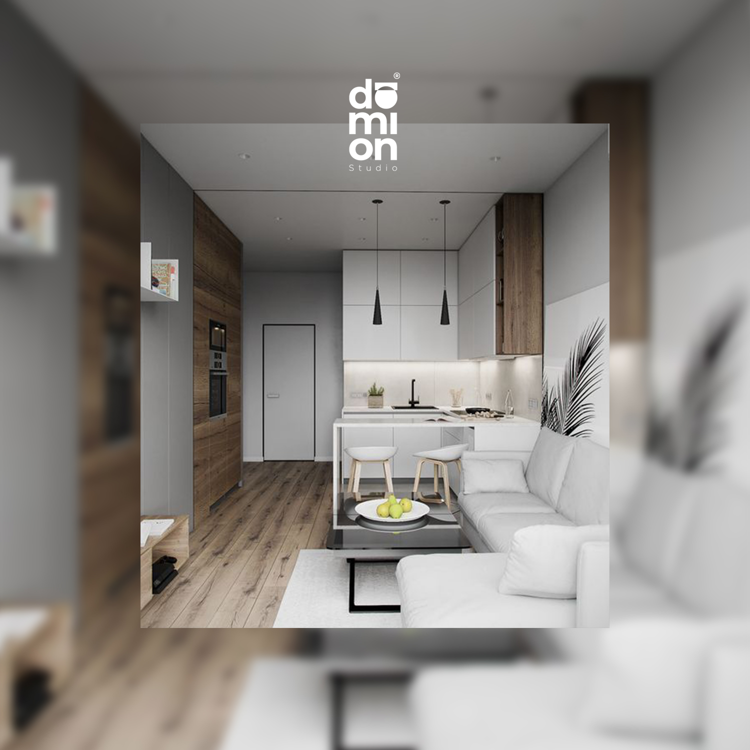 Render cocina a medida fotorrealista fabricación propia DOMION