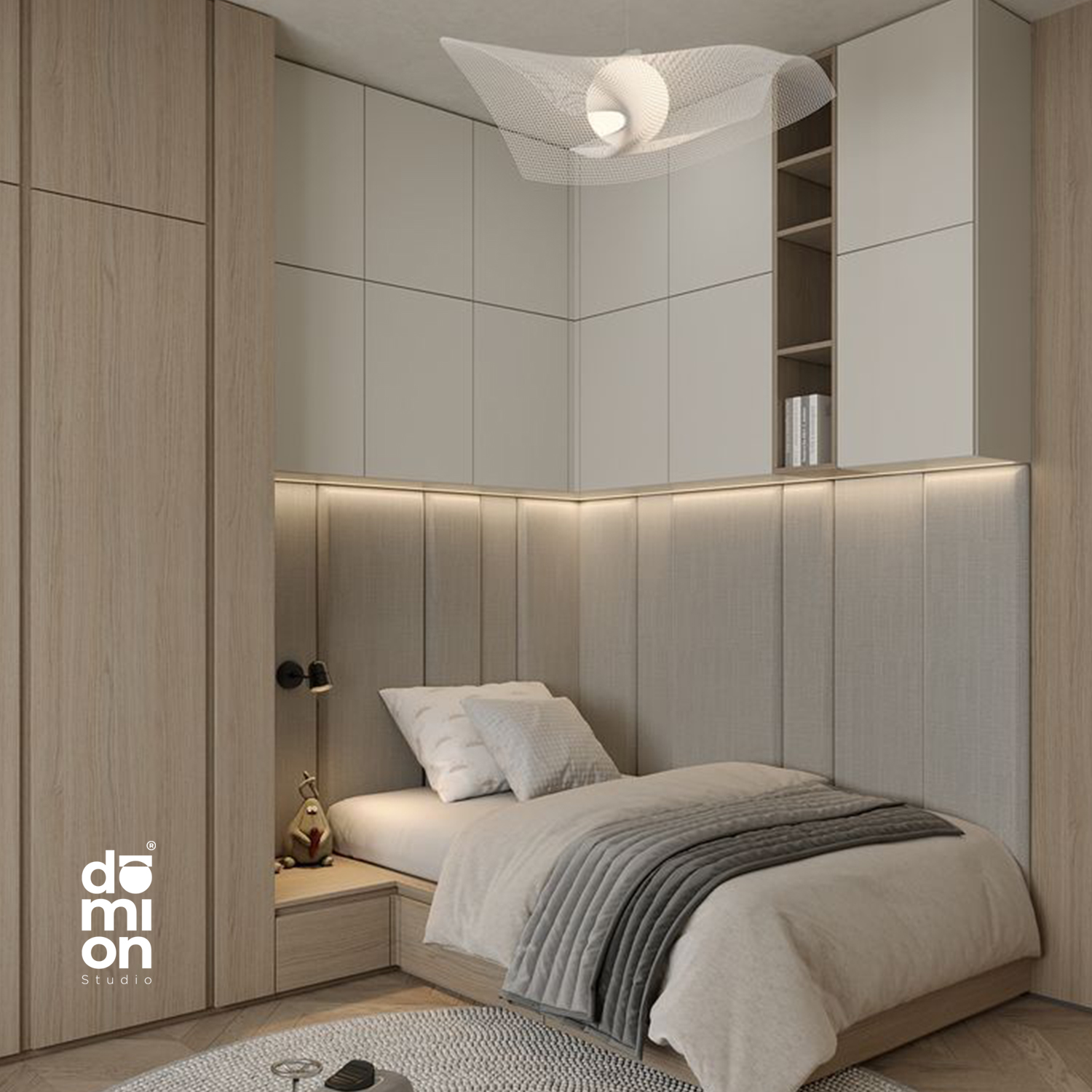 Cuarto juvenil muebles a medida organizados DOMION