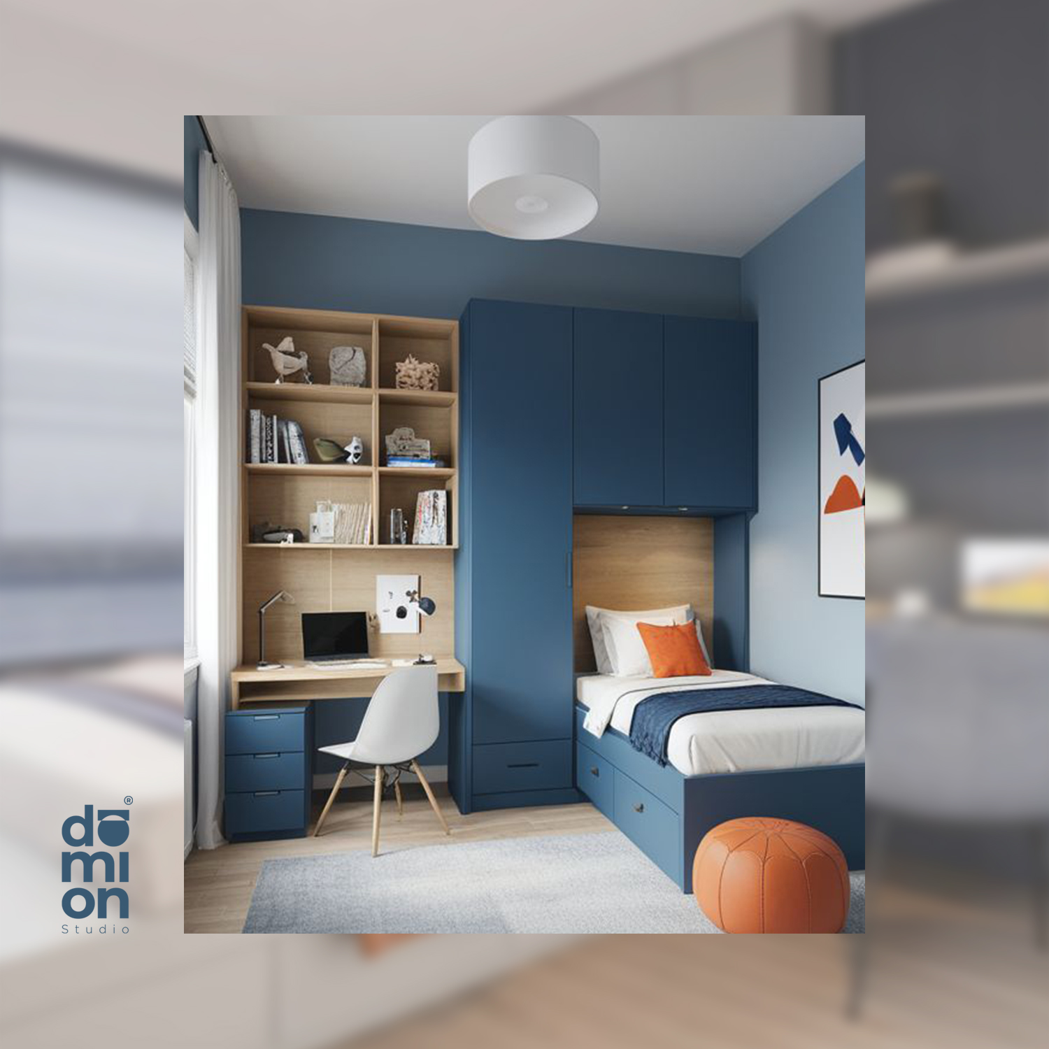 Dormitorio terrazzo muebles a medida madera DOMION